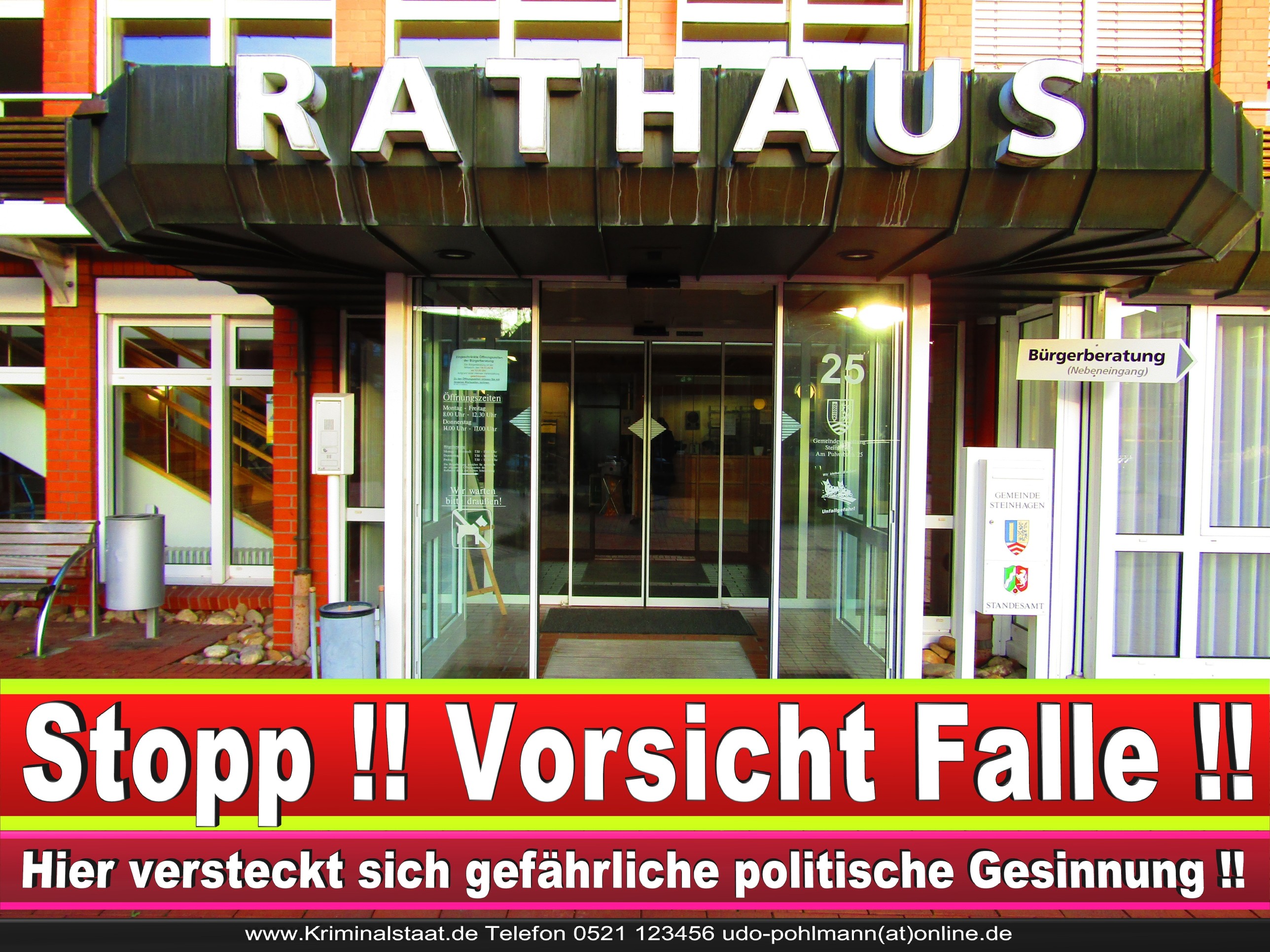Rathaus Steinhagen CDU SPD FDP Ortsverband CDU Bürgerbüro CDU SPD Korruption Polizei Bürgermeister Karte Telefonbuch NRW OWL (15)