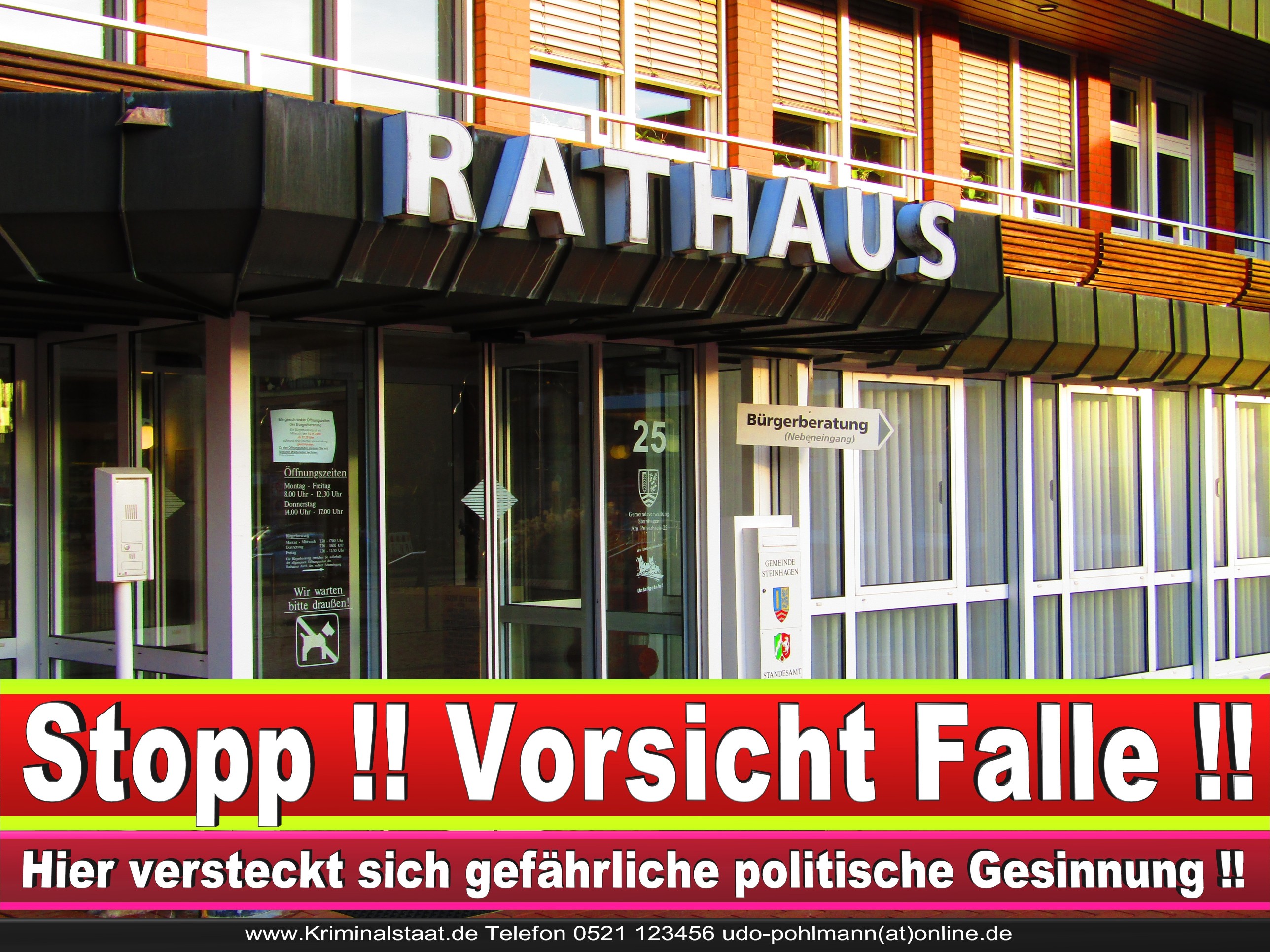 Rathaus Steinhagen CDU SPD FDP Ortsverband CDU Bürgerbüro CDU SPD Korruption Polizei Bürgermeister Karte Telefonbuch NRW OWL (21)